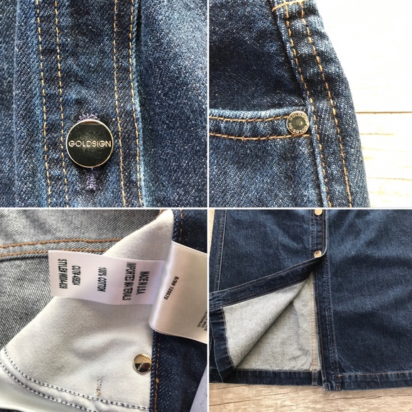 GOLDSIGN Easton Button Front A-Line Denim Midi Skirt - Picture 9 of 14